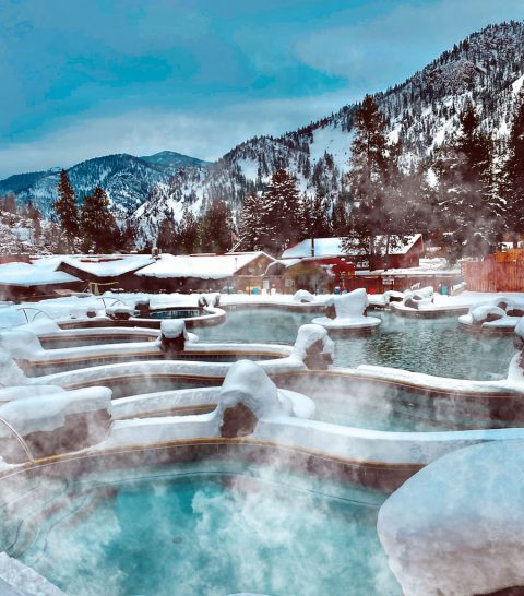 View of Quinns Hot Springs in winter