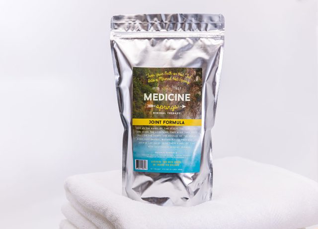 A pouch of Medicine Springs Joint Formula mineral therapy product